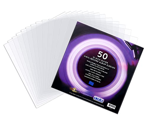 Retro musique 50x30.5 cm Außen-Schallplattenhüllen aus Vinyl – kristallklare Hülle für Einzel-, Doppel-, 50 Packungen 30.5 cm, Packorganizer