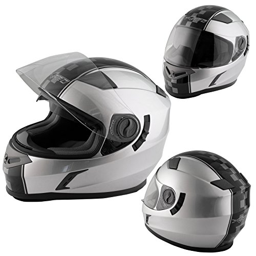 A-Pro Integralhelm Motorradhelm Rollerhelm Innensonnenblende Helm Silber S