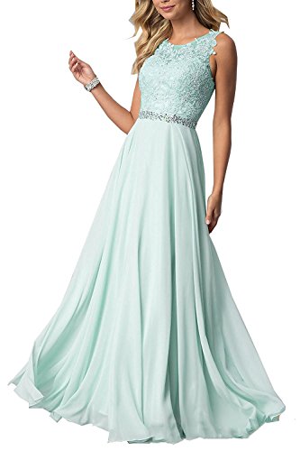 CLLA dress Damen Chiffon Spitze Abendkleider Elegant Brautkleid Lang Festkleid Ballkleider (48, Minze)