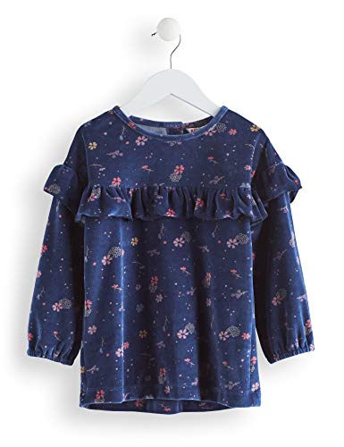 Amazon-Marke: RED WAGON Mädchen Kleid Printed Velvet Frill Dress, Blau (Navy), 104, Label:4 Years