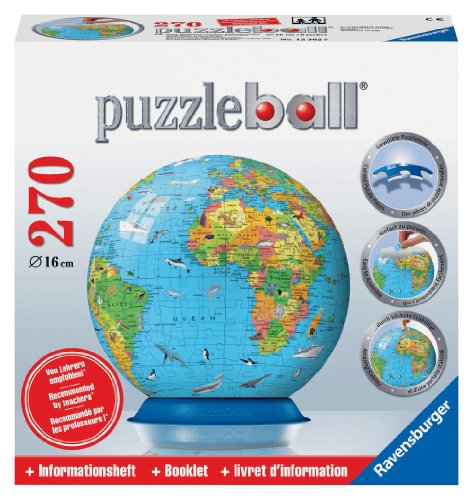 Ravensburger 12362-Kinderglobus, englisch-Puzzleball 270 Teile