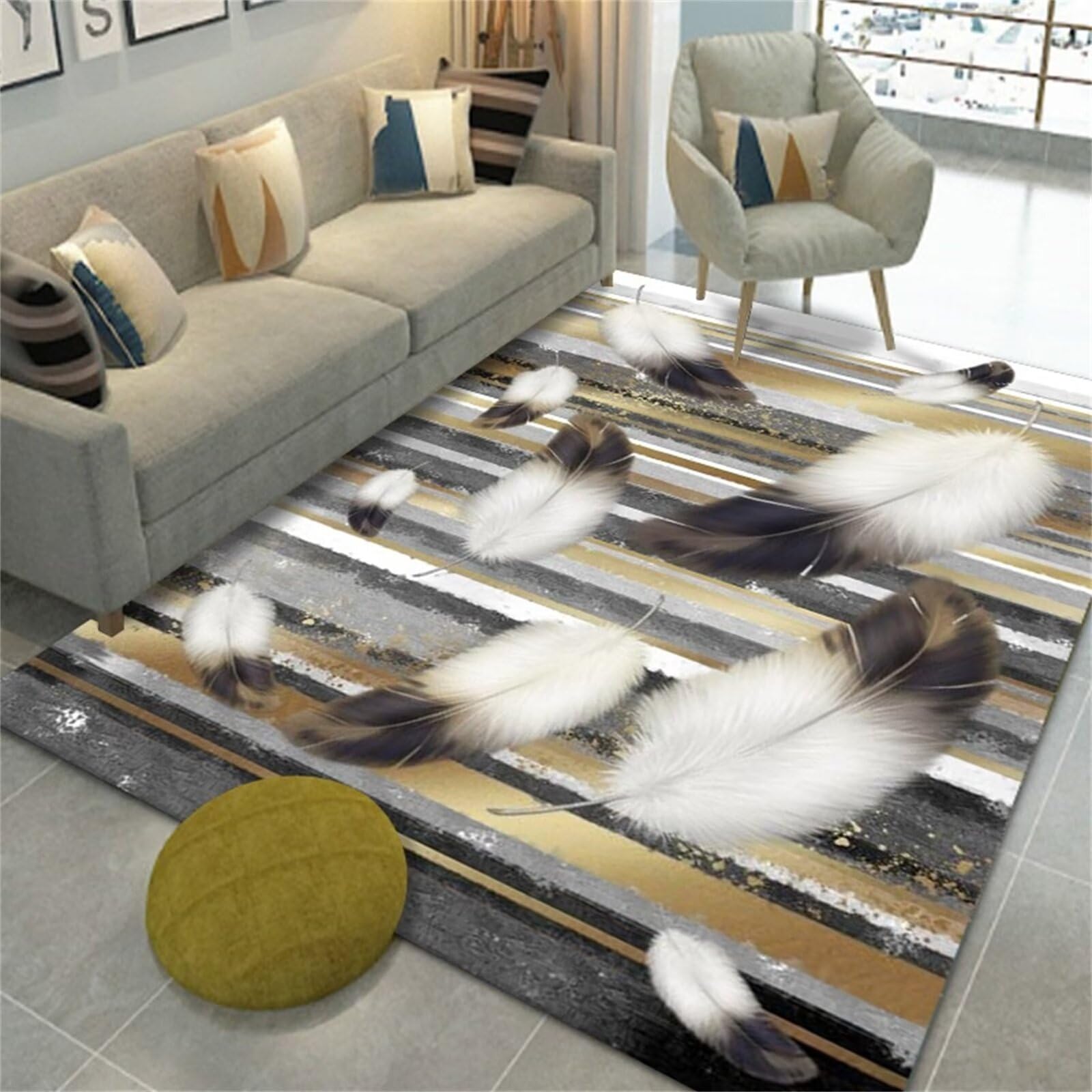 AU-OZNER Teppich Natur Beigefarbener Teppich, hochwertiger, einfacher, großer Baby-Krabbelteppichtepiche für Wohnzimmer,Creme Farben,80x120cm