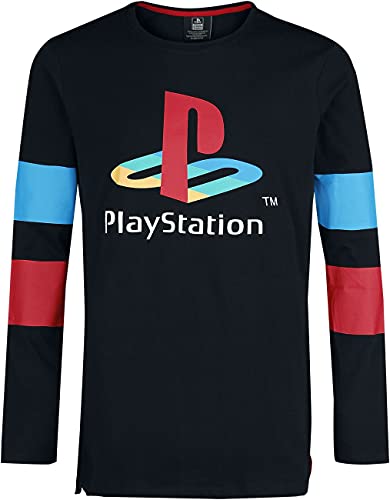 Playstation Retro Männer Langarmshirt schwarz L 100% Baumwolle Fan-Merch, Gaming, Retrogaming