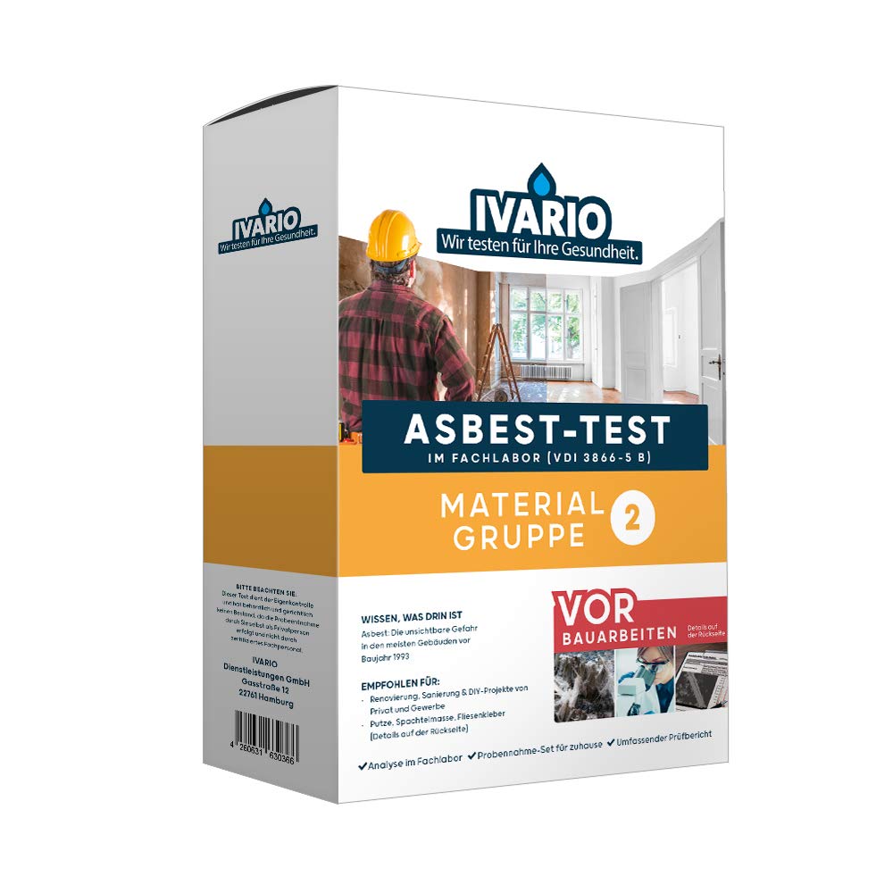 IVARIO Express Asbest Material-Test Spezial + KMF/REM-Methode/gemäß VDI 3866 - Experten-Analyse, Einfache Probenahme, Keine Vorkenntnisse nötig, Empfohlen vor Bauarbeiten