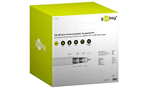 Goobay 74020 120 dB Koax-Antennenkabel für höchste Anforderung im Bereich von digitalen SAT und BK Anlagen, 4x geschirmt, CCS, 305 m, Weiß