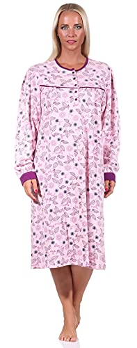NORMANN-Wäschefabrik Edles Damen Nachthemd in Kuschelinterlock-Qualität - auch in Übergrössen - 212 210 96 105, Farbe:rosa, Größe:40-42