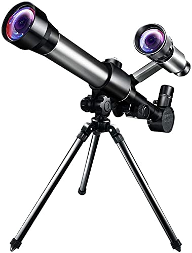 Teleskop für Kinder, Erwachsene, Anfänger, 50-mm-Refraktor-Astronomie-Teleskop mit Sucherfernrohr-Stativ, Multi-Powered-Okular-Monokular zur Vogelbeobachtung, Hun Full Moon