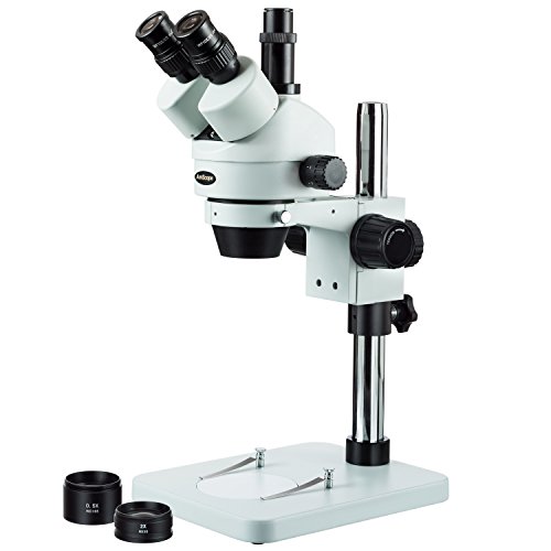 Amscope SM-1TSZ-V203 3,5X - 180X Trinokulares Stereomikroskop Höhen -verstellbares Stativ Aufsatz für Kamera und Ringlicht Okulare WF10X & 20X + Barlow Linsen 0,5X & 2,0X