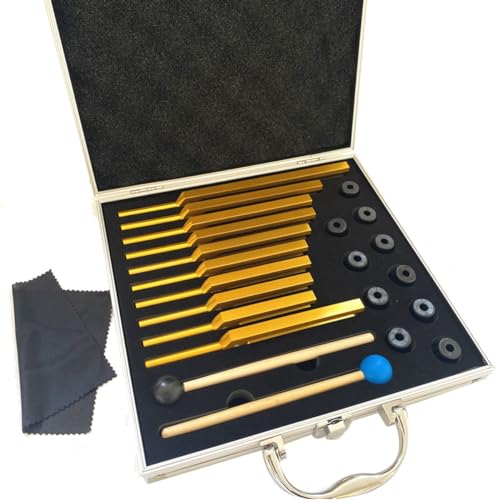 TRULOVE 10-Teiliges Stimmgabel-Set, Stimmgabeln für die Heilung Von Chakra-Klangtherapie. Halten Sie Den Körper Goldfarben. Einfache Installation, Einfach zu Bedienen