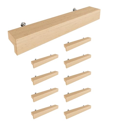 Sossai Holz Möbelgriffe aus Buche | GAH01 | Lochabstand 96mm, Länge 156mm, 10 Stück