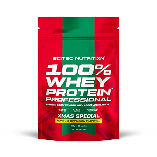 Scitec Nutrition 100% Whey Protein Professional - Angereichert mit zusätzlichen Aminosäuren und Verdauungsenzymen - Glutenfrei - Palmölfrei, 500 g, Honig-Zimt