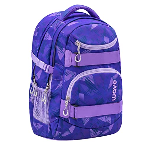 WAVE Infinity Lila Schulrucksack mit Laptopfach Tabletfach / Brustgurt Hüftgurt / 43 x 31 x 22 cm / 30 Liter / Mädchen / Rucksack Daypack (338-72/A Purple Sunset)