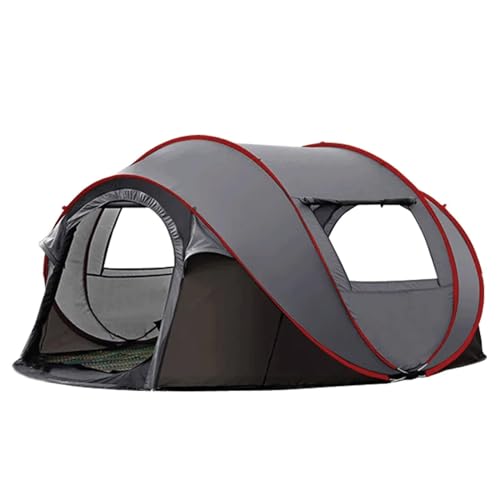 Pop-Up-Zelt, sofortiges Zelt, 3–4 Personen, Campingzelt, einfaches wasserdichtes Familienzelt, geeignet für 3 Jahreszeiten (Farbe: Grau)