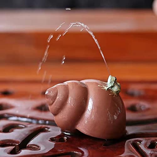 Tea Pet Frog That Can Spray Water, Cute Zisha Kung Fu Tea Ornament Zubehör of Frog Tea Set, Decoration for Tea Table Desk Tearoom, Great Gift for Tea Lover Friend (4.Frogs and Conch)