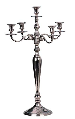 Geschenkestadl Kerzenständer 5-armig Metall Kerzenleuchter 100 cm Farbe Silber Kandelaber