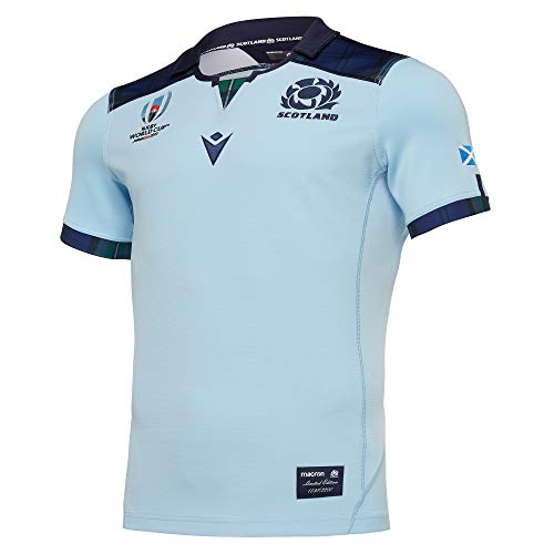 Macron Herren Sru M19 RWC Authentic Away Pro Body Fit SS Hemden, hellblau, Größe S