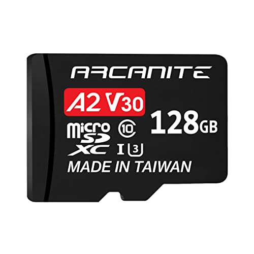 ARCANITE 128 GB microSDXC-Speicherkarte mit Adapter, A2, UHS-I U3, V30, 4K, C10, microSD, AKV30A2128