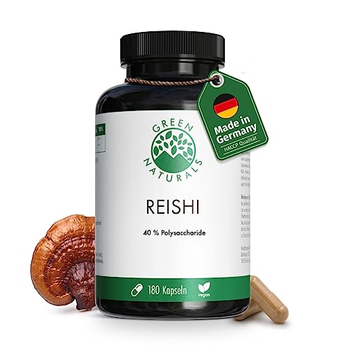 Reishi Extrakt 40% (180 Kapseln á 650mg) - deutsche Herstellung - 100% Vegan & Ohne Zusätze