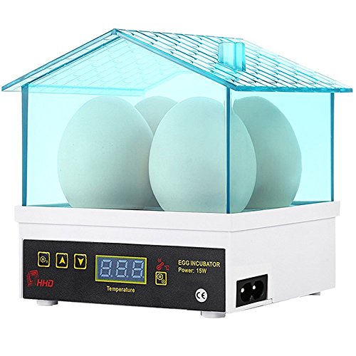 ele ELEOPTION Eier Inkubator Automatische Brutmaschine Brutkasten Brutapparat 220V Hühner LCD Temperaturanzeige (4 Eier Inkubatoren)