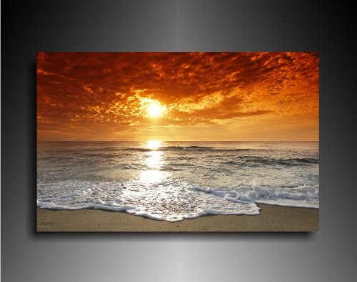 Bild auf Leinwand - Landschaft Sonnenuntergang Meer - Fotoleinwand24 / AA0572 / Bunt / 80x60 cm