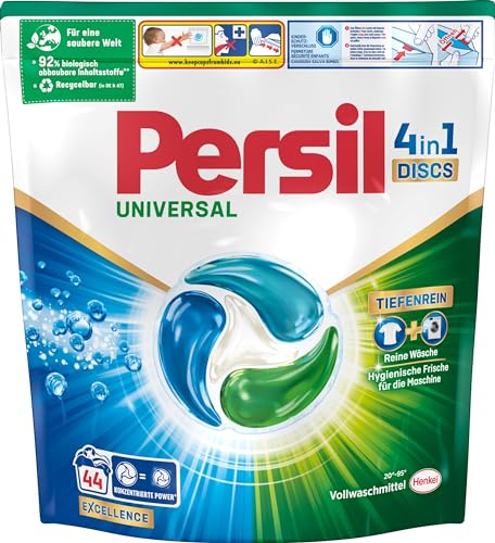 Persil Universal 4in1 DISCS 44 Waschladungen, Universal Waschmittel mit Tiefenrein Technologie, Vollwaschmittel für reine Wäsche und hygienische Frische für die Maschine