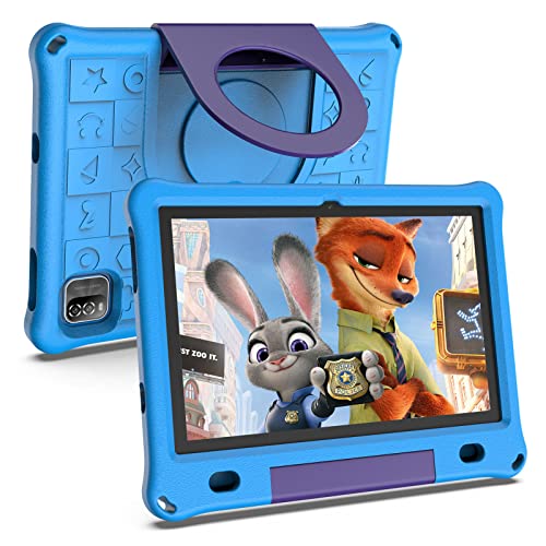 Lipa WQ01 Kinder Tablet Blau 10,1 Zoll - Kids Tablet - 64 GB Speicher - 3 GB Arbeitsspeicher - Großer Bildschirm - Mit vorinstallierter Spiele-Software - Play Store - Einstellbarer Kinderschutz