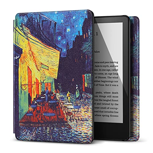 TNP Schutzhülle für alle neuen Kindle 11. Generation 2022 – nicht passend für Kindle Paperwhite oder Oasis, Smart Cover mit automatischer Schlaf- und Wachfunktion für Amazon 6 Zoll Display E-Reader (Cafe at Night – Van Gogh)