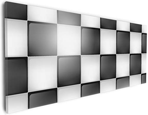 Wallario Leinwandbild Schachbrett Muster - Wandbild 30 x 75 cm: Kunstdruck | Brillante lichtechte Farben | hochauflösend | verzugsfrei