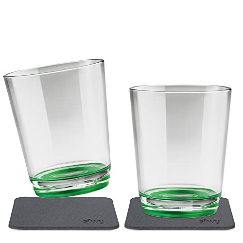 Silwy Magnetglas 250 ml mit Untersetzer 2er-Set grün