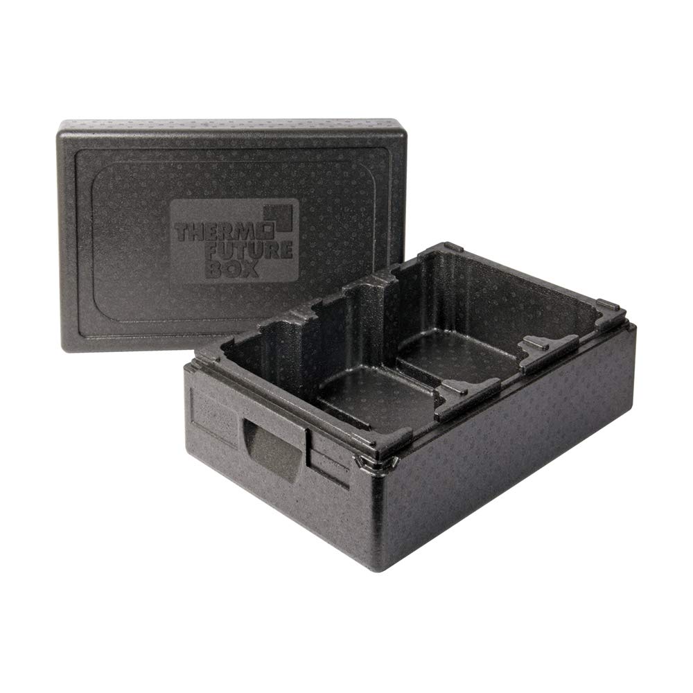 Thermo Future Box®Thermobox Ice Cream +3,Transportbox Warmhaltebox und Isolierbox mit Deckel,3 x 6 Liter Kühlbox,Thermobox aus EPP (expandiertes Polypropylen), Schwarz