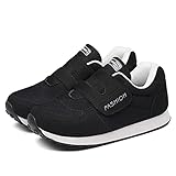 Modische Damen-Sneaker für ältere Menschen, leger, bequemer Wanderschuh, Sicherheitsschuhe, flache Schuhe, rutschfest, einfarbig, Laufen, athletisch, für Männer und Frauen, Schwarz , 39.5 EU