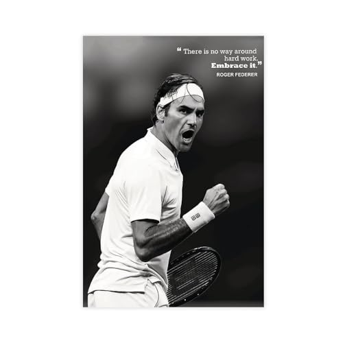 THEGIS Roger Federer 12 Leinwand-Poster, Wandkunst, Dekordruck, Bild, Gemälde für Wohnzimmer, Schlafzimmer, Dekoration, ungerahmt, 60 x 90 cm