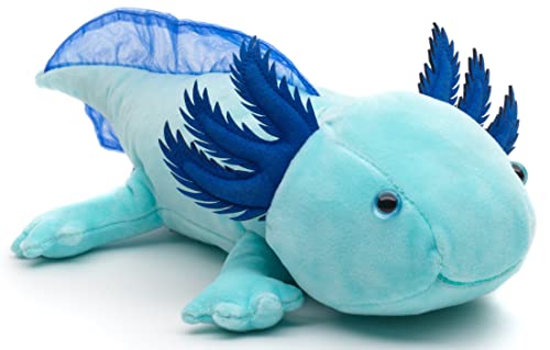 Uni-Toys - Axolotl (hellblau-fluoreszierend) - 32 cm (Länge) - Plüsch-Wassertier - Plüschtier, Kuscheltier