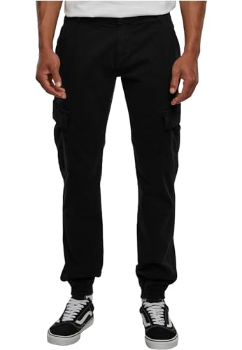 Urban Classics Herren und Jungen Cargohose Washed Cargo Twill Jogging Pants, Rangerhose mit aufgesetzten Seitentaschen, black, Größe W30