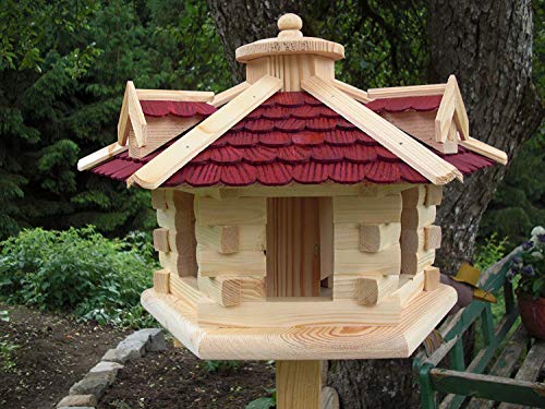 Vogelhaus Vogelhäuser (V32) Vogelfutterhaus-Gaube Rot Groß- Vogelhäuschen-aus Holz-DHL-Schreinerarbeit-