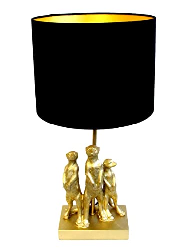 Bada Bing Hochwertige Tischlampe Erdmännchen Ca. 50 x 25 x 25 Cm Gold Schwarz Lampe Dekolampe Tischleuchte Extravagant Edel Trend Geschenk 68