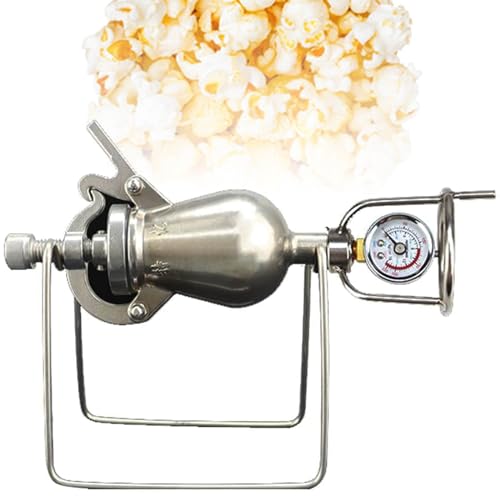 Altmodischer handgekurbelter Kanonenofen, Popcornmaschine aus Edelstahl 304 mit 100 ml Fassungsvermögen, kleiner Kornverstärker. Altmodischer handgekurbelter Kanonenofen für Zuhause