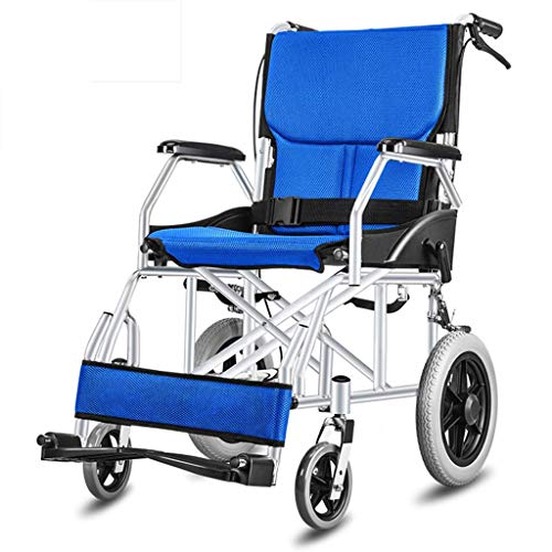AOLI Licht-Pflicht-Reisen Kleine Rollstühle, Ältere behinderte Menschen schieben Scooter, Ältere Menschen Rollstühle faltbare, Geeignet für Behinderte und ältere Menschen, Rot,Blau