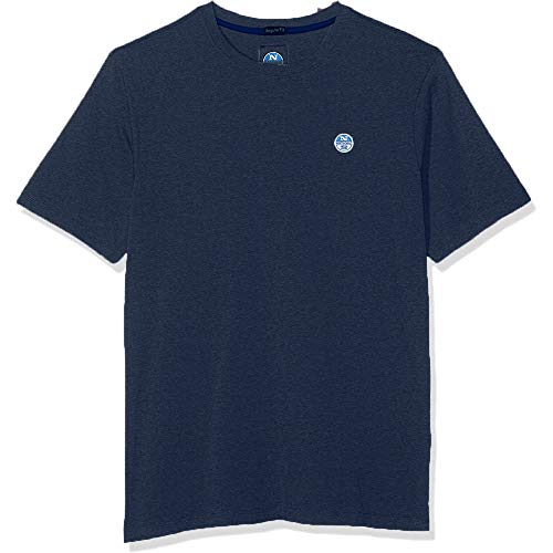 NORTH SAILS Herren-T-Shirt aus 100 % Baumwolle, kurzärmelig, mit Rundhalsausschnitt und Logo Aufnäher, Tops, 692580_000_0802_S, Blau, 692580_000_0802_S Small