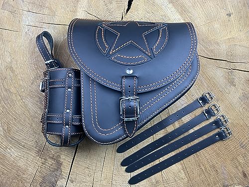 ORLETANOS Fortuna ORANGE Satteltasche kompatibel mit Seitentasche Schwingentasche Harley Davidson Tasche schwarz Bikertasche Fatboy Heritage Starrahmen Rahmen Schwinke Linke Seite Leder