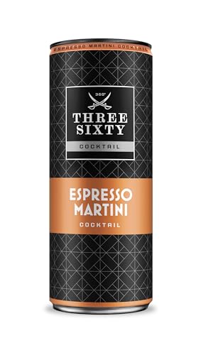 THREE SIXTY ESPRESSO MARTINI COCKTAIL | PREMIX 12 x 330ml | Vorgemixter Longdrink in der Dose "to-go" | Geschmack: Espresso Martini | 10% vol.