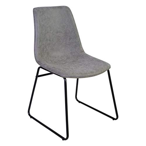 Zons Cholo-Stühle aus Polyurethan, Grau und Metalleinsatz Schwarz, groß, 4 Stück