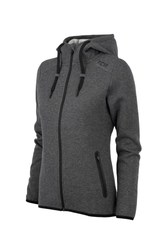 TCA Revolution Damen Trainingsjacke mit Kapuze und Reißverschlusstaschen - Asphalt Marl (Schwarz), M