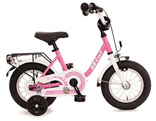 12 Zoll Kinderfahrrad mit Rücktrittbremse und Stützräder Fahrrad Kinderrad Mädchen Pink