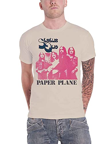 Status Quo Paper Plane Official Mens New Beige T Shirt All Sizes