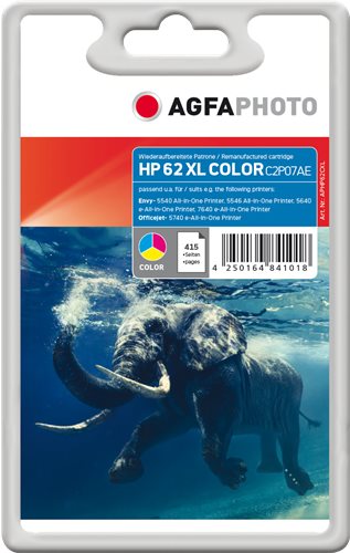 AgfaPhoto - Farbe (Cyan, Magenta, Gelb) - kompatibel - Tintenpatrone (Alternative zu: HP C2P07AE, HP 62XL) - für HP Envy 55XX, 56XX, 76XX, Officejet 200, 250, 252, 57XX, 8040