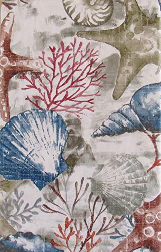 Tischdecke, Seestern, Korallen und Seetang-Collage, Vinyl-Flanellrückseite (132,1 x 228,6 cm, rechteckig)