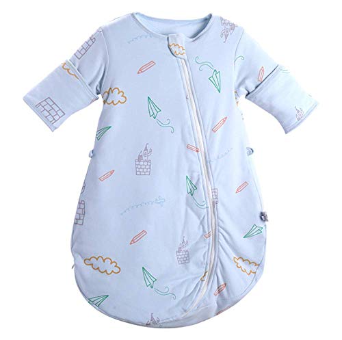Baby tragbare Decke Schlafsack aus Baumwolle abnehmbare Ärmel Nest Nachthemd Schlafsack für Baby Jungen und Mädchen