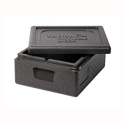 Thermo Future Box GN 1/2 Kühlbox Transportbox Warmhaltebox und Isolierbox mit Deckel, Thermobox aus EPP (expandiertes Polypropylen), schwarz, 10 Liter