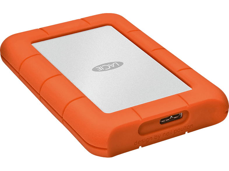 LACIE Rugged Mini Festplatte, 2 TB HDD, 2,5 Zoll, extern, Silber/Orange